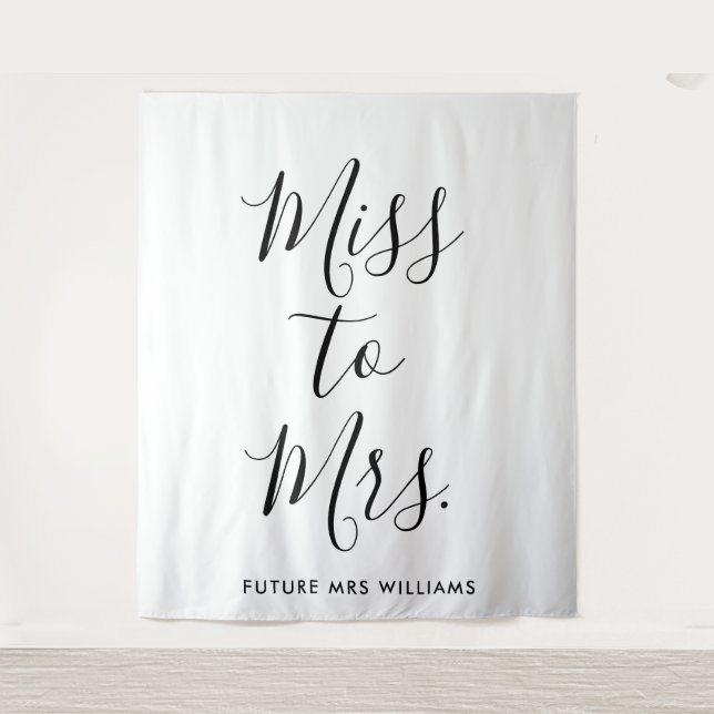 Tenture Accessoire de fête de mariage moderne Miss to Mrs  (Devant)