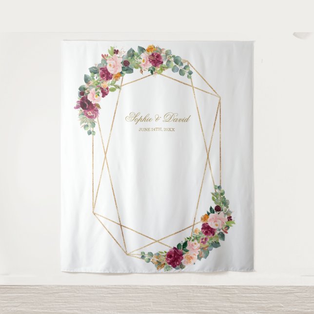 Tenture Accessoire de mariage floral doré safran eucalyptu (Devant)