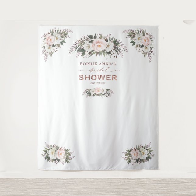 Tenture Accessoire de mariage rose gold avec blush floral  (Devant)