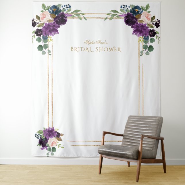 Tenture Accessoire de photo à cadre doré et fleurs de lava (En situation)