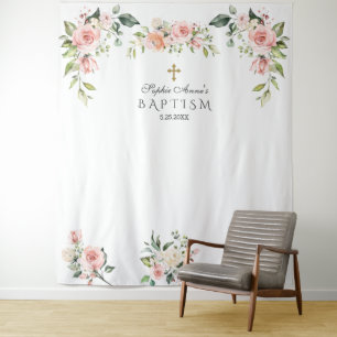 Tenture Accessoire de photo de baptême floral rose unique