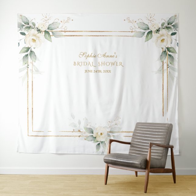 Tenture Accessoire de photo Fleurs Blanches Verdure Shower (En situation (horizontale))