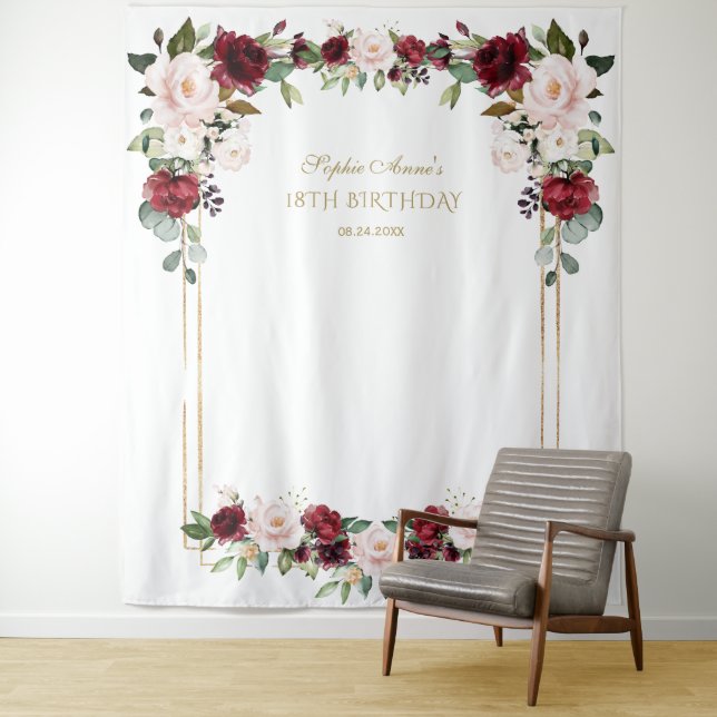 Tenture Accessoire de photo Fleurs de teint de Bourgogne 1 (En situation)