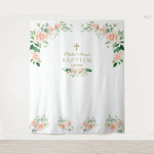 Tenture Accessoire de photobooth baptême Fleurs Roses Char
