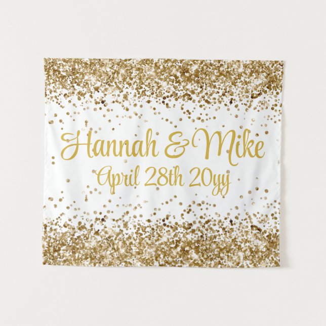 Tenture Accessoire de photobooth de mariage en or blanc pe (Devant (Horizontal))