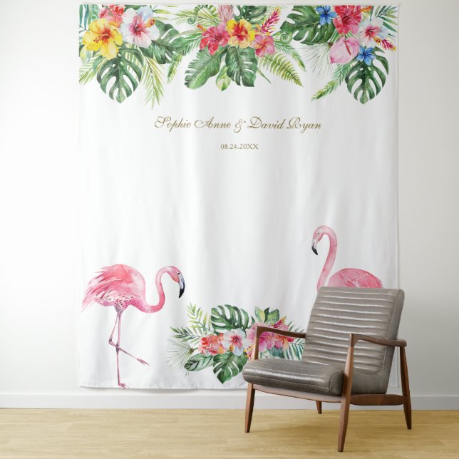 Tenture Accessoire de photobooth de mariage Fleurs Tropica (En situation)