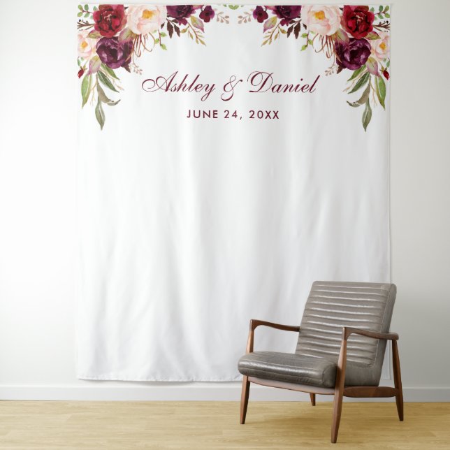 Tenture Accessoire de photobooth de mariage fond floral bo (En situation)