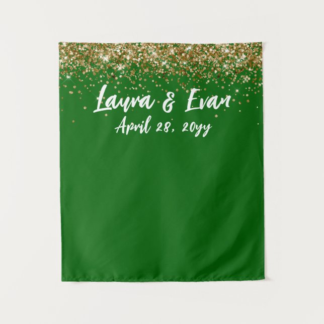 Tenture Accessoire de Photobooth de Mariage Vert Émeraude  (Devant)