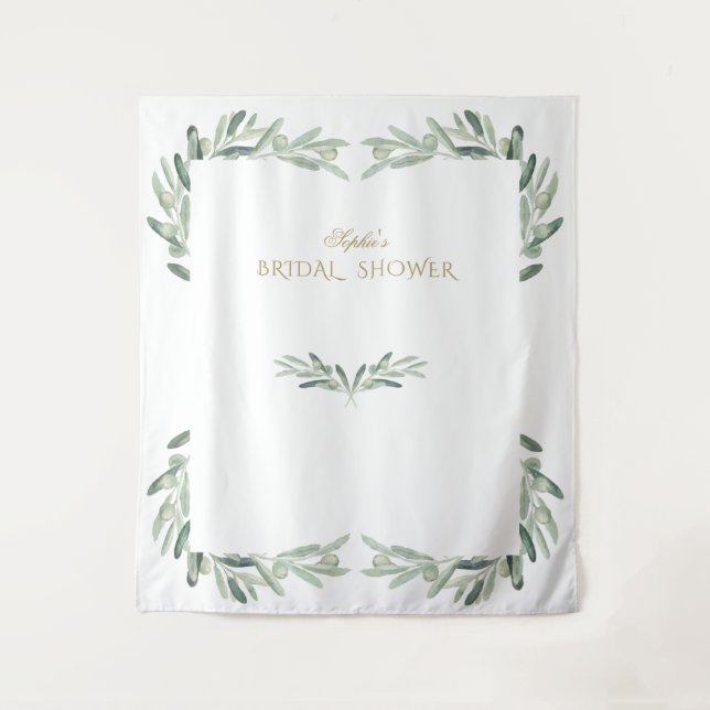 Tenture Accessoire de photomaton de mariage olive aquarell (Devant)