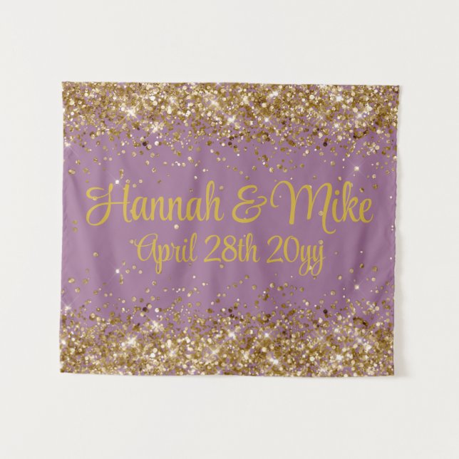 Tenture Accessoire de photomaton de mariage violet poussié (Devant (Horizontal))