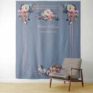 Tenture Accessoire de photomaton Dusty Blue Rose Florale R