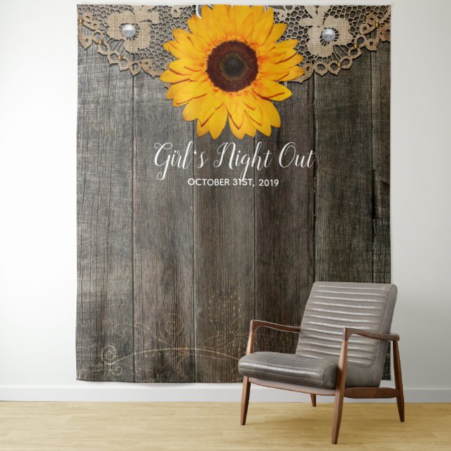 Tenture Accessoire de photomaton Fleur de tournesol rustiq (En situation)