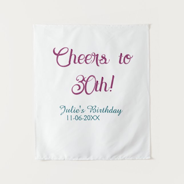 Tenture Acclamations pour le 30e anniversaire nom date mau (Devant)