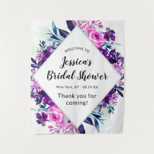 Tenture Accueil de Mariage Fleurie Enchantée Violet