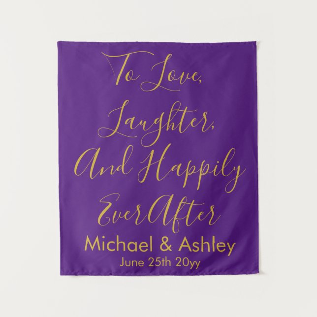 Tenture Accueil Mariage Personnalisé Contexte Purple Gold  (Devant)