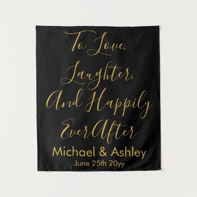 Tenture Accueil personnalisé mariage arrière-plan Black Go (Devant)