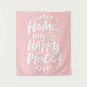 Tenture ACCUEILLE mon Happy Place ! Lettres Pastel Pink Ca