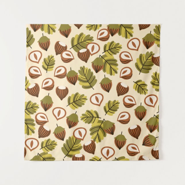Tenture Acorns Feuilles de noisette Motif sans couture (Devant)