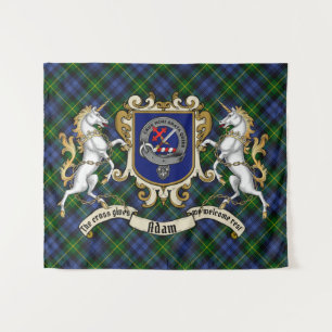 Tenture Adam Clan Badge & Unicorns avec Tartan 