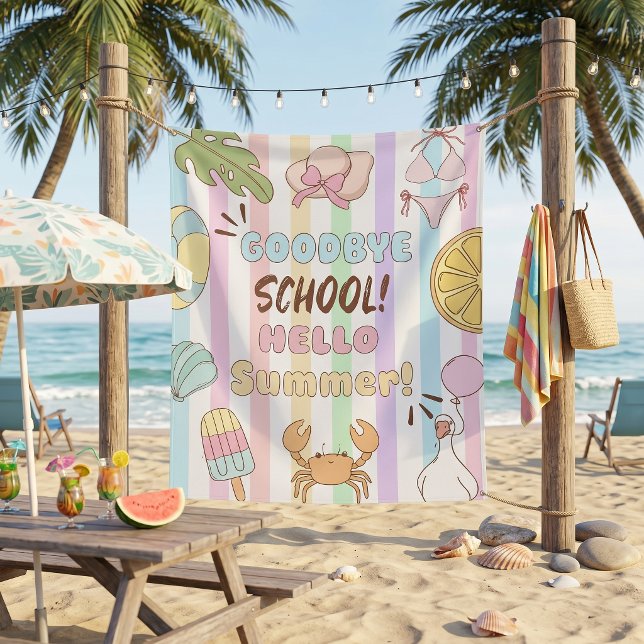 Tenture Adieu école Bonjour Fête d'été Rayures (Créateur téléchargé)
