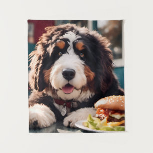 Tenture Adorable Bernerdoodle au dîner