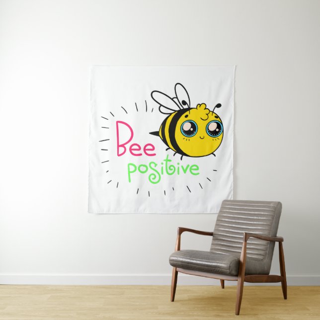 Tenture Adorable Bumble Bee Be Positive Motivational (En situation)