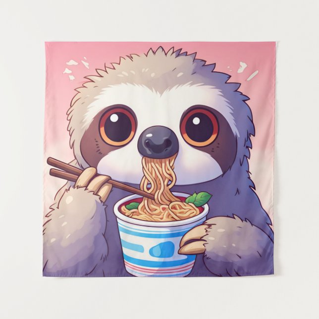 Tenture Adorable sorcellerie manger Ramen (Devant)