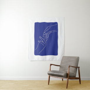 Tenture Affiche bleue moderne abstraite aux mains d'art en