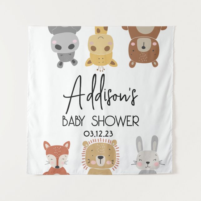 Tenture Affiche de baby shower pour bébé animal moderne (Devant)