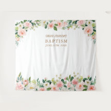 Affiche de baptême à fleurs roses pour événement r