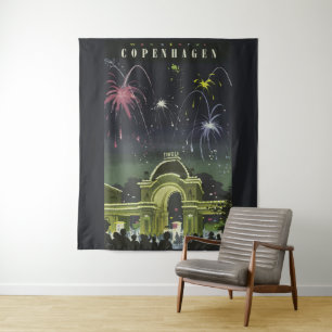 Tenture Affiche de voyage illustrée de Copenhague vintage