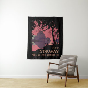 Tenture Affiche minimaliste de coucher de soleil en Norvèg