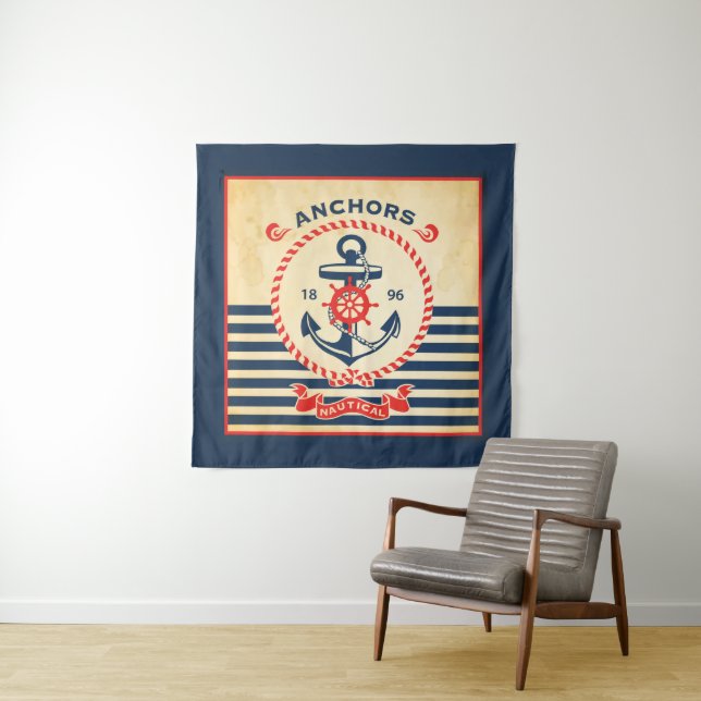 Tenture Affiche nautique vintage (En situation (horizontale))