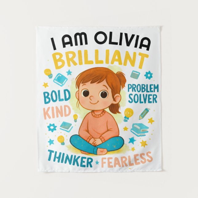 Tenture AFFIRMATIONS POUR LES FILLES (Personnalisées) (Devant)