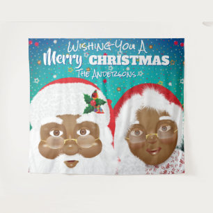 Tenture African American Père Noël et Mme Claus Christmas