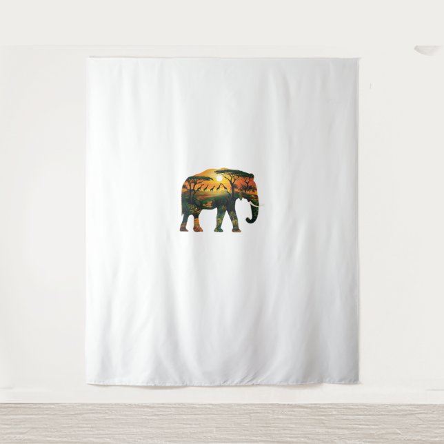 Tenture African Elephant Sunset Safari Nature Lots (Devant)