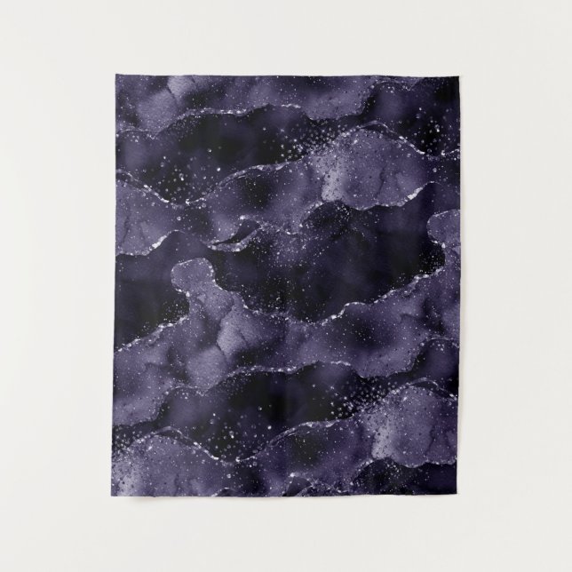 Tenture Agate Capricieuse | Fond de teinte Indigo Minuit P (Devant)