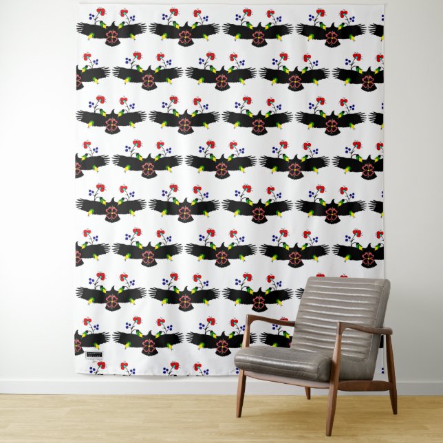 Tenture Aigle aux fleurs blanc Photo Retour Retour (En situation)