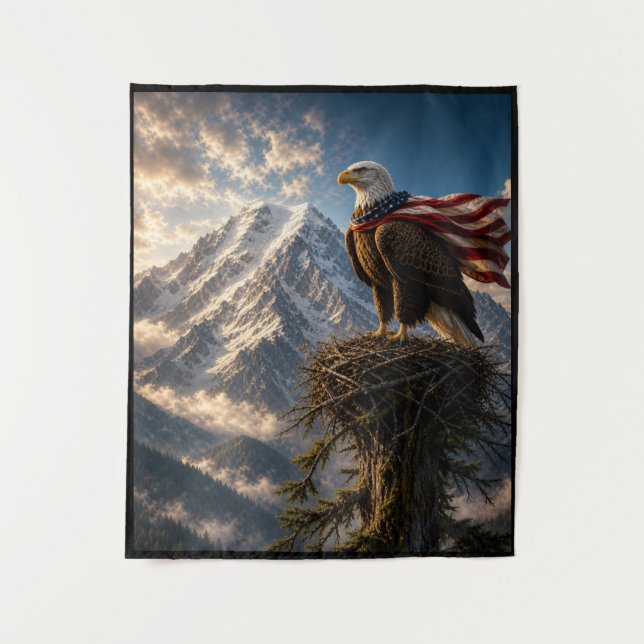 Tenture Aigle Patriotique avec Cape de Drapeau Américain (Devant)