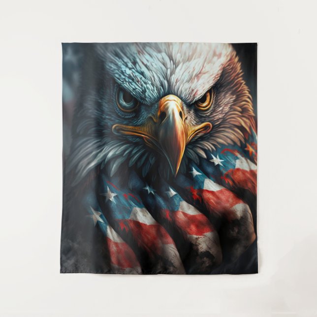 Tenture Aigle patriotique et drapeau américain (Devant)