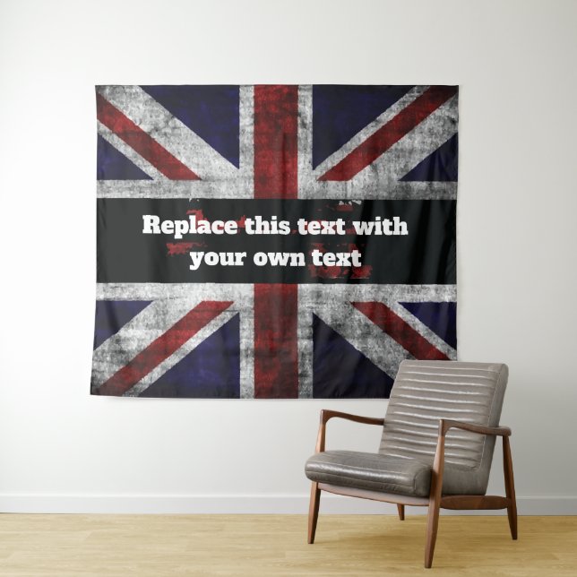 Tenture Ajouter du texte sur le drapeau anglais Jeu d'orei (En situation (horizontale))