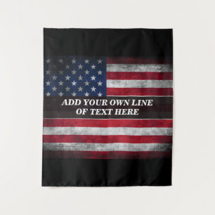 Tenture Ajouter votre texte sur le drapeau américain