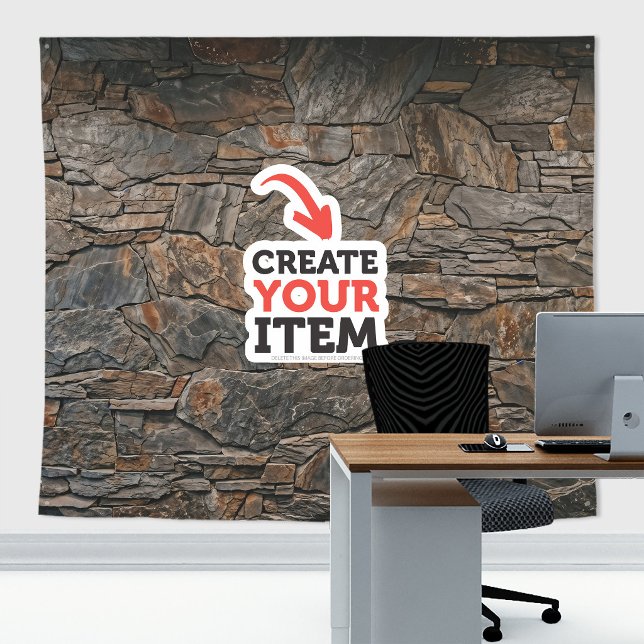 Tenture Ajoutez votre logo Ardoises de pierre Zoom Toile d (Stone slates tapestry decor: add your logo or use it without logo. Add texts with the Editor Tool!)
