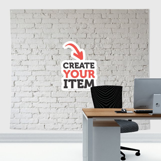 Tenture Ajoutez votre logo Zoom Fond Mur Briques Blanches (White bricks tapestry decor: add your logo or use it without logo. Add texts with the Editor Tool!)