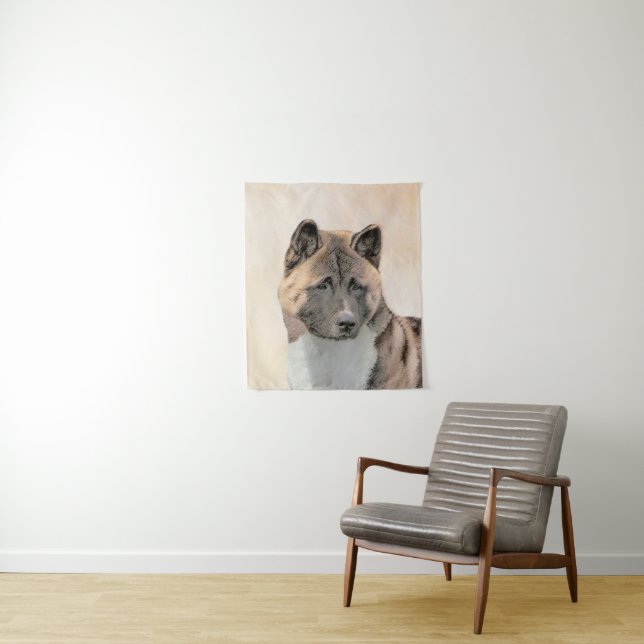 Tenture Akita Peinture - Cute Original Chien Art (En situation)