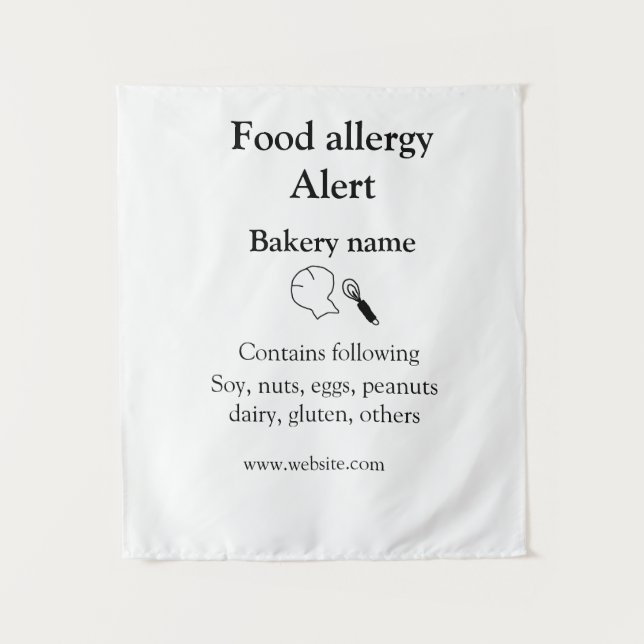 Tenture Alerte d'allergie alimentaire ajouter le nom texte (Devant)