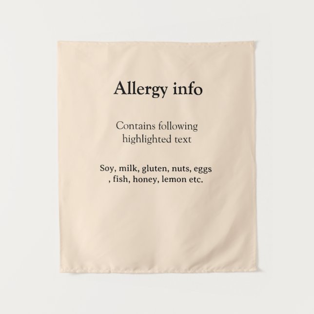 Tenture Alerte d'allergie alimentaire ajouter un nom aux é (Devant)