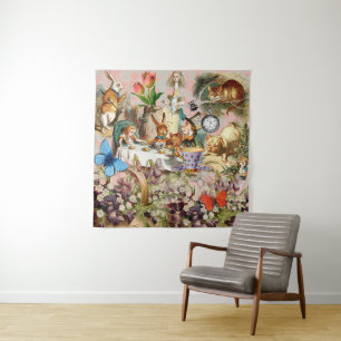 Tenture Alice in Wonderland tea party characters