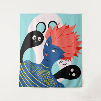 Tenture Alien fille avec des fantômes Éffrayants amis imag