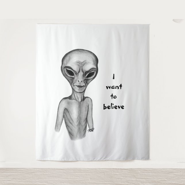 Tenture Alien gris, je veux croire (Devant)